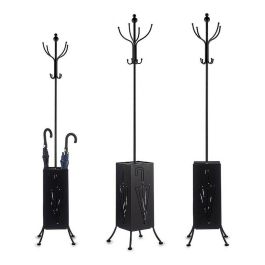 Perchero Paraguero de Metal Negro Giftdecor 34x188x34 cm Perchero Paraguero de Metal Negro Giftdecor 34x188x34 cm