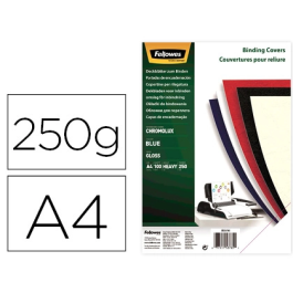 Fellowes Tapa Encuadernación Cartón Brillo Azul DIN A4 250 gr Pack 100 Unidades Precio: 14.69000016. SKU: B1E59WEFS9