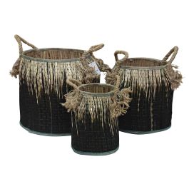 DKD Home Decor Cesta Colonial Negro Natural Seagrass Set de 3 Piezas 44 x 44 x 48 cm Precio: 47.98999997. SKU: S3028954