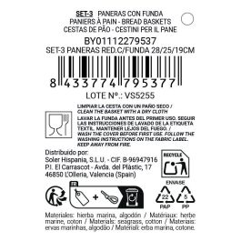 Inde Set 3 Paneras Redondas con Funda 28 cm, 25 cm, 19 cm
