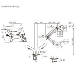 AISENS - SOPORTE DE MESA CONTRAPESO GIRATORIO E INCLINABLE PARA PORTATIL Y MONITOR/TV 8KG DE 17-32, NEGRO