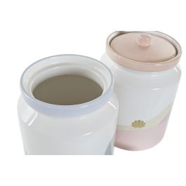 DKD Home Decor Solpor Bote Mediterraneo Azul Rosa Palo Dolomita 15 x 22 x 15 cm (2 Unidades)