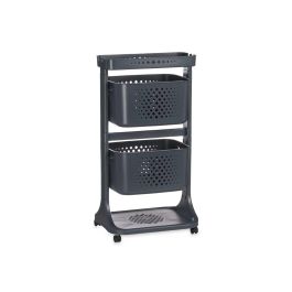 Kinvara Verdulero Plástico 2 Alturas con Ruedas, Color Antracita, Dimensiones 35x82x43 cm