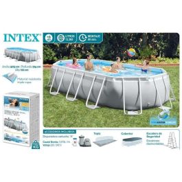 Intex Piscina Ovalada Desmontable Prism Frame 503x274x122 cm con Depuradora, Escalera, Cobertor y Tapiz (13365 Litros)