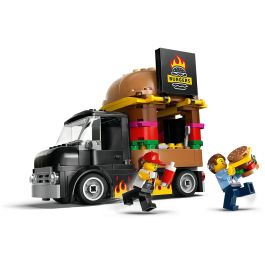LEGO 60404 Camión Hamburguesería City, Puesto de comida móvil con forma de hamburguesa gigante y minifiguras +5 años