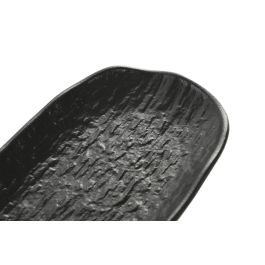 DKD Home Decor Bandeja Horeca Negra de Porcelana con Relieve, Apta para Microondas y Lavavajillas, 30x12.5x2 cm, Pack 6 Unidades