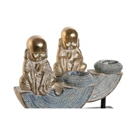 DKD Home Decor Figura Monje Azul Turquesa Resina 4.6 x 16 x 12 cm (4 Unidades)