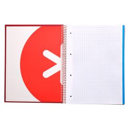 Cuaderno Espiral A4 Micro Antartik Tapa Forrada 120H 100 gr Cuadro 5 mm 5 Bandas 4 Taladros Color Frambuesa