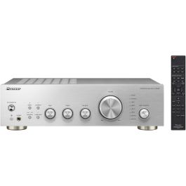 Pioneer A-40AE-S Amplificador Estéreo Hi-Fi Plata 150W con Entradas Ópticas y Coaxiales, Control de Tonos, Aluminio/Acero
