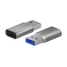 Aisens Adaptador USB-A-M 3.2 Gen2 a USB-C Hembra Aluminio Gris 10 Gbps OTG Carga Rápida