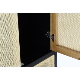 DKD Home Decor Armario Balines Negro Natural Madera Abeto Ratan 160 x 80 x 38 cm
