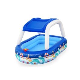 Bestway Piscina Hinchable Infantil Techo Desmontable Barco con Volante 213x155x132 cm +3 Años Jardin 54370