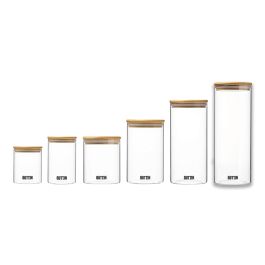 Quttin Tarro de Borosilicato con Tapa de Bambú 9.5 x 27 cm, 1550 ml (12 Unidades)