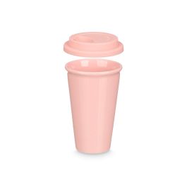 Vessia Vaso con Tapa de Silicona Rosa 360 ml - 15.8 x 11 x 10 cm (Set de 12)