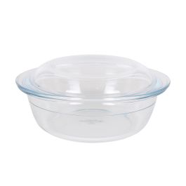 Quttin Cacerola Redonda de Vidrio con Tapa 2.2 + 0.8 Litros, 26.5 x 23 x 11 cm (3 Unidades)