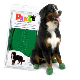 Pawz Botas para Perro Verdes XL - Pack de 12 Unidades de Goma Natural Biodegradable para Nieve, Hielo y Suelo Caliente