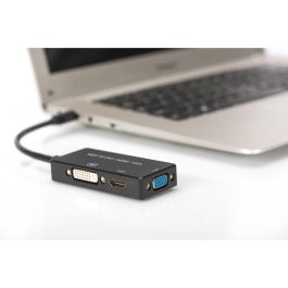 Digitus Cable Mini DisplayPort 3 en 1 a HDMI + DVI + VGA 0.2m, 4K UHD (3840x2160), Convertidor Negro
