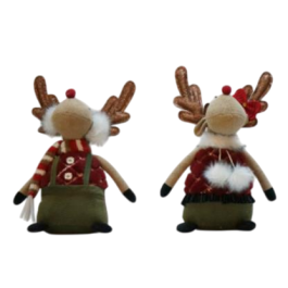 DKD Home Decor Figura Reno Navidad Alpina Poliester Verde Rojo Marrón 11x30x22 cm Set 4 Unidades Surtidas
