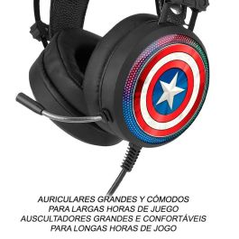ERT GROUP Auriculares Gaming Capitán América Marvel Sonido Envolvente Virtual 7.1 Conexión USB Jack