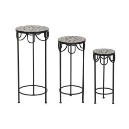 DKD Home Decor Mesitas Auxiliares Terraza Jardín, Set de 3, Mosaico Forja Cerámica, Stones, Multicolor Negro, 30x69x30 cm Precio: 59.50000034. SKU: B13EMWWE8Z