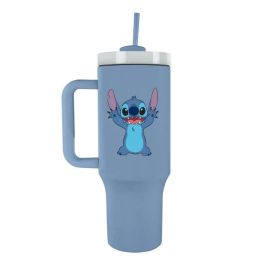 PYRAMID Vaso Termo Stitch Disney 1,2L Acero Inoxidable con Tapa, Pajita y Asa - Mantiene Temperatura +5h