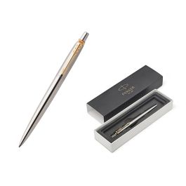 Bolígrafo Retráctil Jotter de Acero Inoxidable con Ribete Dorado Punto Medio Tinta Azul Parker 1953182