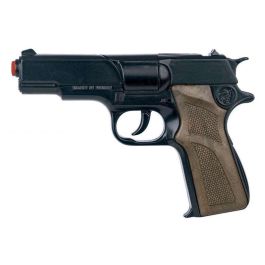 Pistola policía 8 tiros en negro 19,5x12x5 cm Pistola policía 8 tiros en negro 19,5x12x5 cm