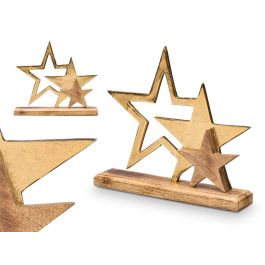 Soporte Decoracion Triple Estrella Dorado Giftdecor 31X28CM (6 Unidades)