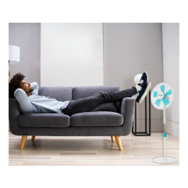 Blaupunkt Ventilador de pie base redonda 5 aspas 3 velocidades altura regulable con mando a distancia y temporizador 45W