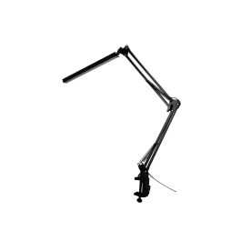 Q-connect Rigel Lámpara de Escritorio LED 8W 320 lm Aluminio con Pinza, Brazo Doble 3 Articulaciones, Color Negro