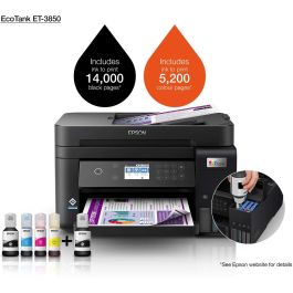 Epson ET-3850 Impresora Multifunción EcoTank 3 en 1, A4, Wi-Fi, ADF, Duplex, Inyección de Tinta, Color, 4800 x 1200 DPI