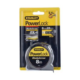 Stanley 0-33-527 Flexómetro Powerlock Blade Armor de 8m x 25mm, cinta métrica retráctil resistente para mediciones precisas.