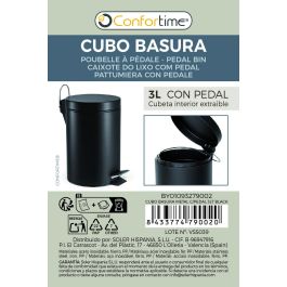 Confortime Cubo Basura Metal con Pedal 3 Litros Negro 17 x 25.7 x 22 cm (6 Unidades)