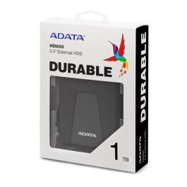 ADATA HD650 Disco Duro Externo Portátil 1TB USB 3.1 Negro con Indicador LED Azul, Protección Antigolpes y Antiarañazos