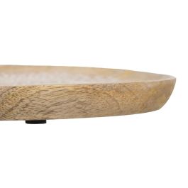 S/3 Plato Blanco-Natural Madera de Mango 25 X 25 X 2,50 cm