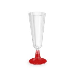 Algon Set de 4 Copas de Cava con Pie Rojo 150 cc (Alto 16,5 cm, Ancho 6 cm, Largo 5,5 cm) (24 Unidades)