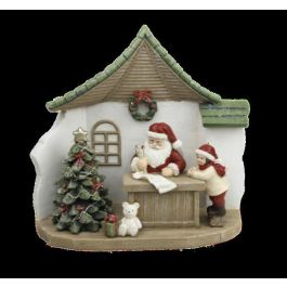 DKD Home Decor Figura Navidad Tradicional Santa LED de Resina, Multicolor, 9.5x18x19 cm, pack de 2 Unidades incluye 2 pilas LR44