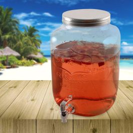 Home Deco Factory Dispensador Bebida 8 L Colección Essentiel Cristal con Grifo Tapa Metal