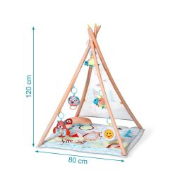 KioKids Teepee-Mantita de Actividades Bosque 2 en 1 para Bebés, Incluye Almohada y 5 Juguetes Interactivos +0 Meses Multicolor