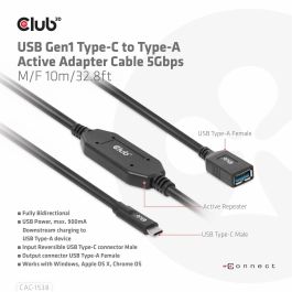 Club3D Cable USB 3.2 Tipo C a USB Tipo A 5Gbps Macho/Hembra 10m