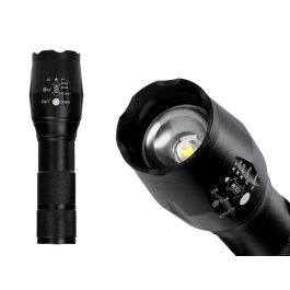 Q-connect Linterna Telescópica de Aluminio 5W con Modos Alto-Medio-Bajo-Estroboscópico-SOS, Incluye 3 Pilas AAA