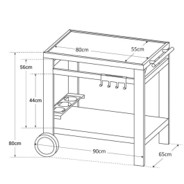 Cook'In Garden Carrito de Servicio WT012T, 80cm, 100% Metal