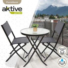 Conjunto de mesa de terraza plegable (60x71 cm) + 2 sillas de textileno (46x82 cm) aktive Conjunto de mesa de terraza plegable (60x71 cm) + 2 sillas de textileno (46x82 cm) aktive