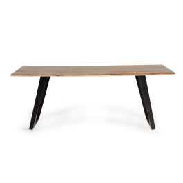 Giner y Colomer Mesa de Comedor Acacia Natural con Patas de Metal Negro 205 cm