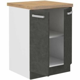 Armario bajo con 2 puertas batientes - Gris mate - L 60 x P 51,6 x H 85 cm - LASSEN Armario bajo con 2 puertas batientes - Gris mate - L 60 x P 51,6 x H 85 cm - LASSEN