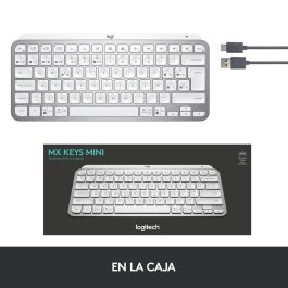 Logitech MX Keys Mini Teclado Inalámbrico Gris Pálido - Teclas Esféricas Cóncavas, Retroiluminación Inteligente, Bluetooth