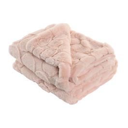 DKD Home Decor Manta Poliéster Rosa Palo Urban 170 x 130 cm 880 gsm para Sofá (2 Unidades)