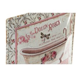 DKD Home Decor Decoración de Pared Romántica de Metal Rosa Beige para Baño, 4 Unidades con Diseños Surtidos, 33x25x1 cm
