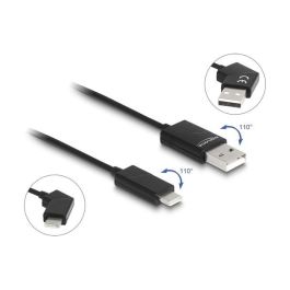 Delock Cable USB 2.0 Tipo-A Macho a USB-C Macho Giratorio 1.2 m, 60W Carga Rápida USB PD, Datos 480 Mbit/s, Negro