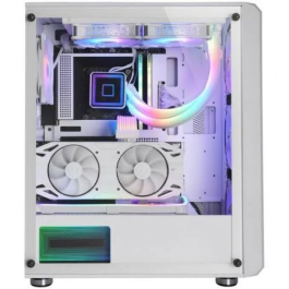 Mars Gaming Caja Semitorre MC-VAULT Blanca con 4 Ventiladores ARGB, Cristal Templado, ATX